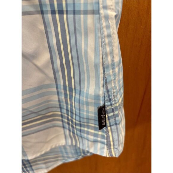 Eddie Bauer Adventure Shirt Women XL Short Sleeve Blue White Plaid New Pockets - Picture 4 of 9